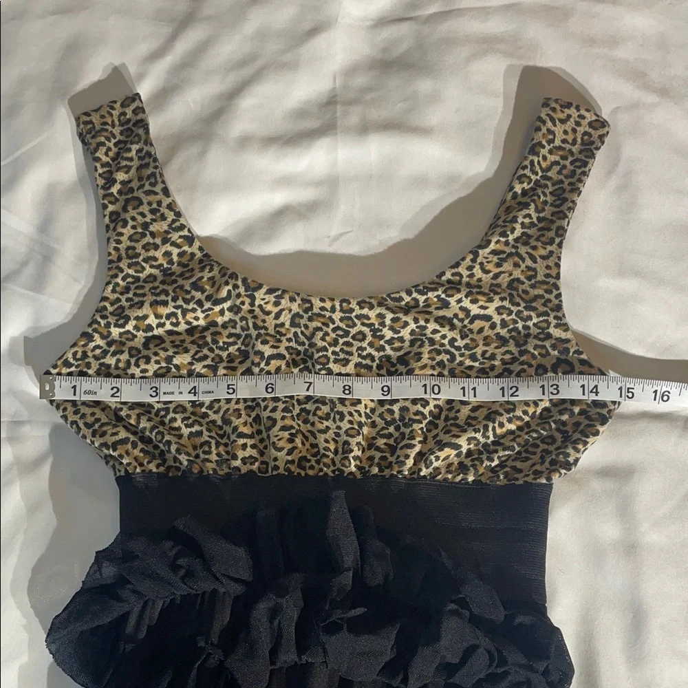 Freeway Leopard Print Ruffle Mini Dress with elastic band waist. Size SMALL - Picture 10 of 10